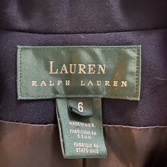 Vtg RALPH LAUREN Blazer JACKET Navy WORSTED WOOL 3-D GOLD RL CREST & CROWN Sz 6 - Picture 2 of 4